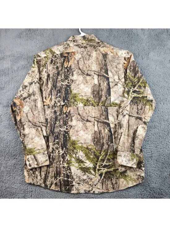 Cabela's Zonz Men's Large Regular Camo Button Up Shirt Woodlands Hunting Outdoor - Picture 2 of 12